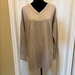 Pure Jill Luxe Tencel V-Neck Top in Beige